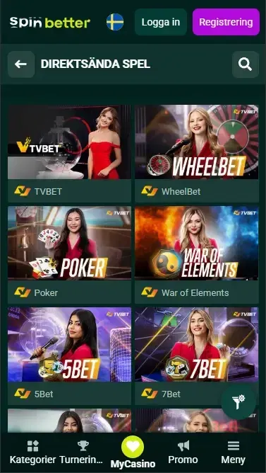 Spinbetter Sverige: TV-spel