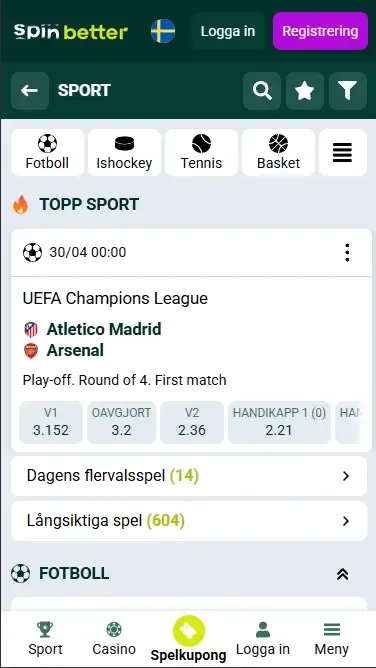 Spinbetter Live-betting