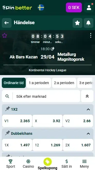 Spinbetter Sverige Livebetting-funktioner