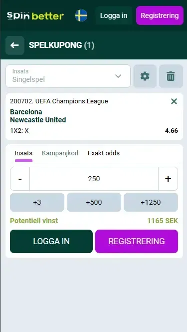 Börja spela på Spinbetter Sverige