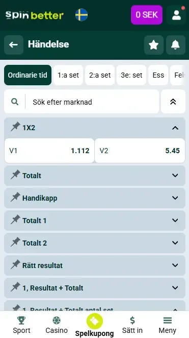 Spinbetter Sverige Volleyboll Matchvinnare