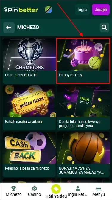 Bonasi ya Siku ya Kuzaliwa ya Spinbetter Tanzania