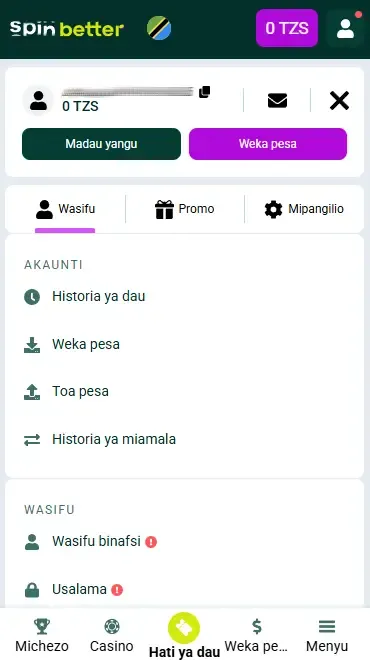 Akaunti ya Spinbetter TZ