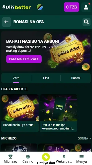 Bonasi za Amana za Spinbetter Tanzania