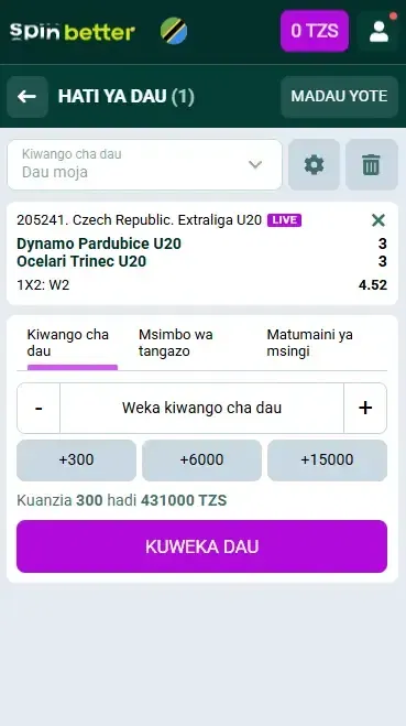 Fomu ya Dau la Hoki ya Spinbetter Tanzania