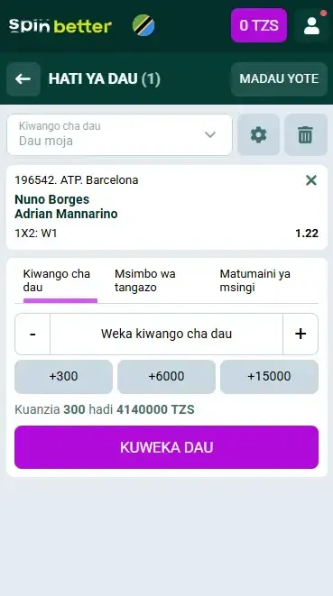 Kisanduku cha Dau la Spinbetter Tanzania