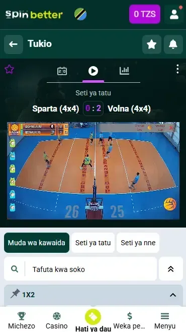 Mtiririko wa Moja kwa Moja wa Spinbetter Tanzania Volleyball