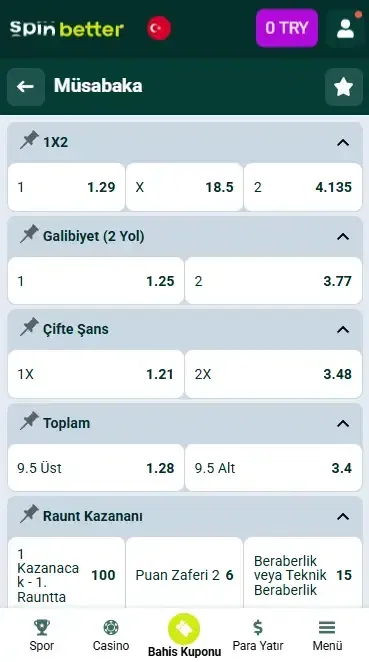 Spinbetter Türkiye Boks Piyasaları