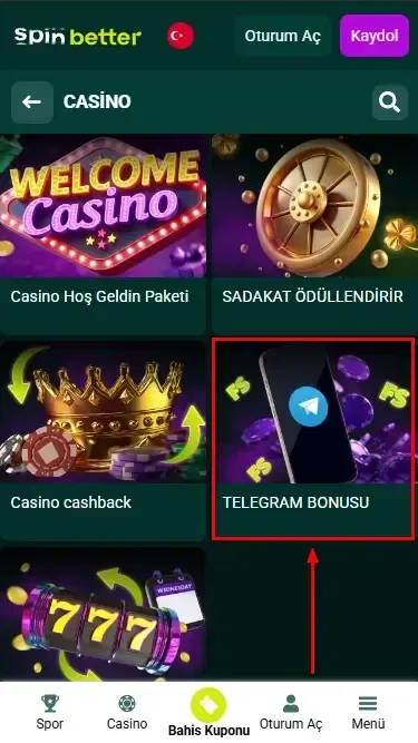 Spinbetter TR: Telegram Promosyonu