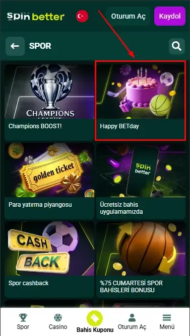 Spinbetter Türkiye Doğum Günü Bonusu