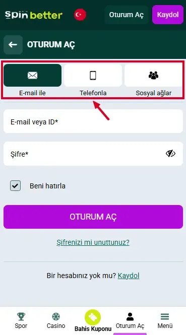 Spinbetter TR: Giriş Yapma Yöntemleri