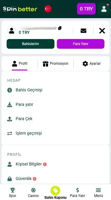 Spinbetter TR Hesabı