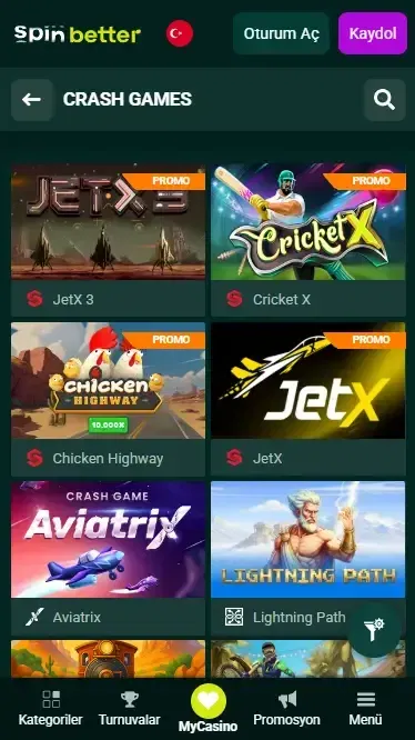 Spinbetter Türkiye: Crash Oyunları