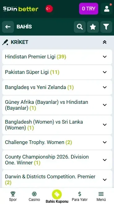 Spinbetter Türkiye Kriket Maçları ve Etkinlikleri