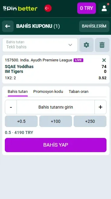 Spinbetter Türkiye: Kriket Bahis Kuponu