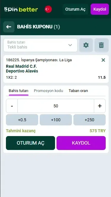 Spinbetter'da Bahis Yapmaya Başlayın