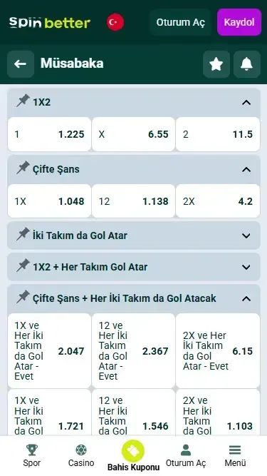Spinbetter Bahis Pazarları