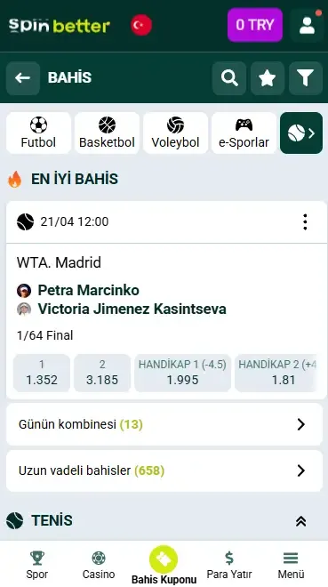 Spinbetter Türkiye Tenis Etkinlikleri