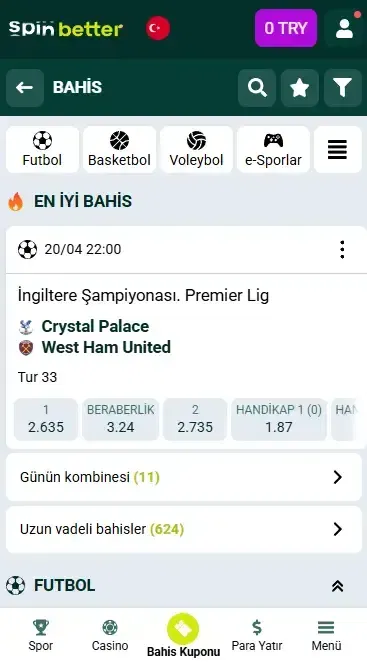 Spinbetter Türkiye Spor Bahisleri