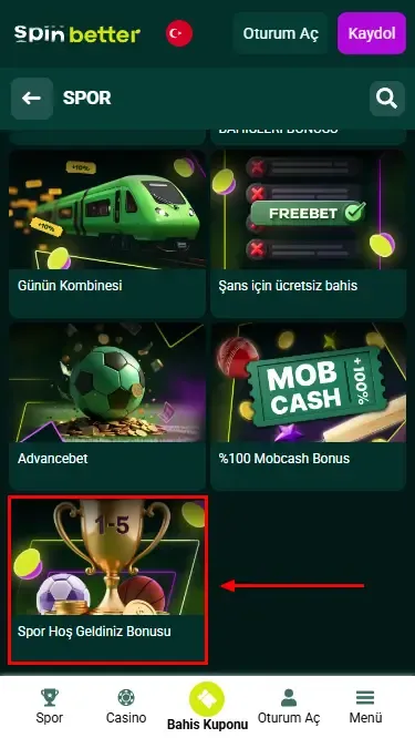 Spinbetter TR Spor Bahisleri Hoş Geldin Bonusu